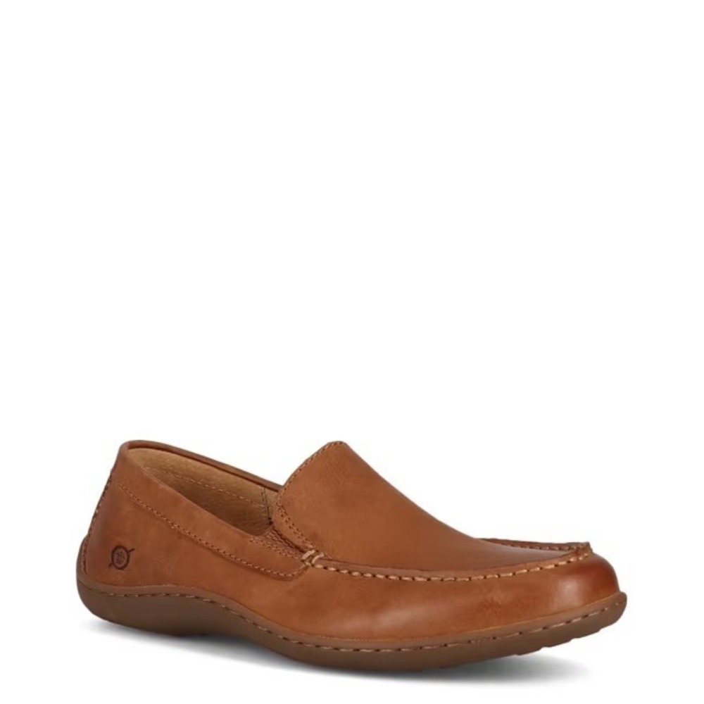 Born Caleb Mens Tan Leather Slip On Moc Toe Loafers Shoes Size 11 Comfort Casual